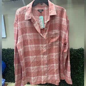 Flag & Anthem Milbury Single Pocket High Low Plaid Woven Shirt - L